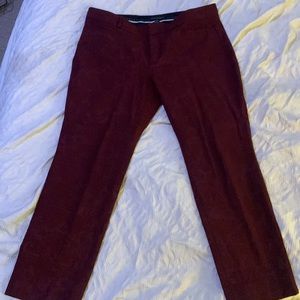 Burgundy, ankle-length dress pants